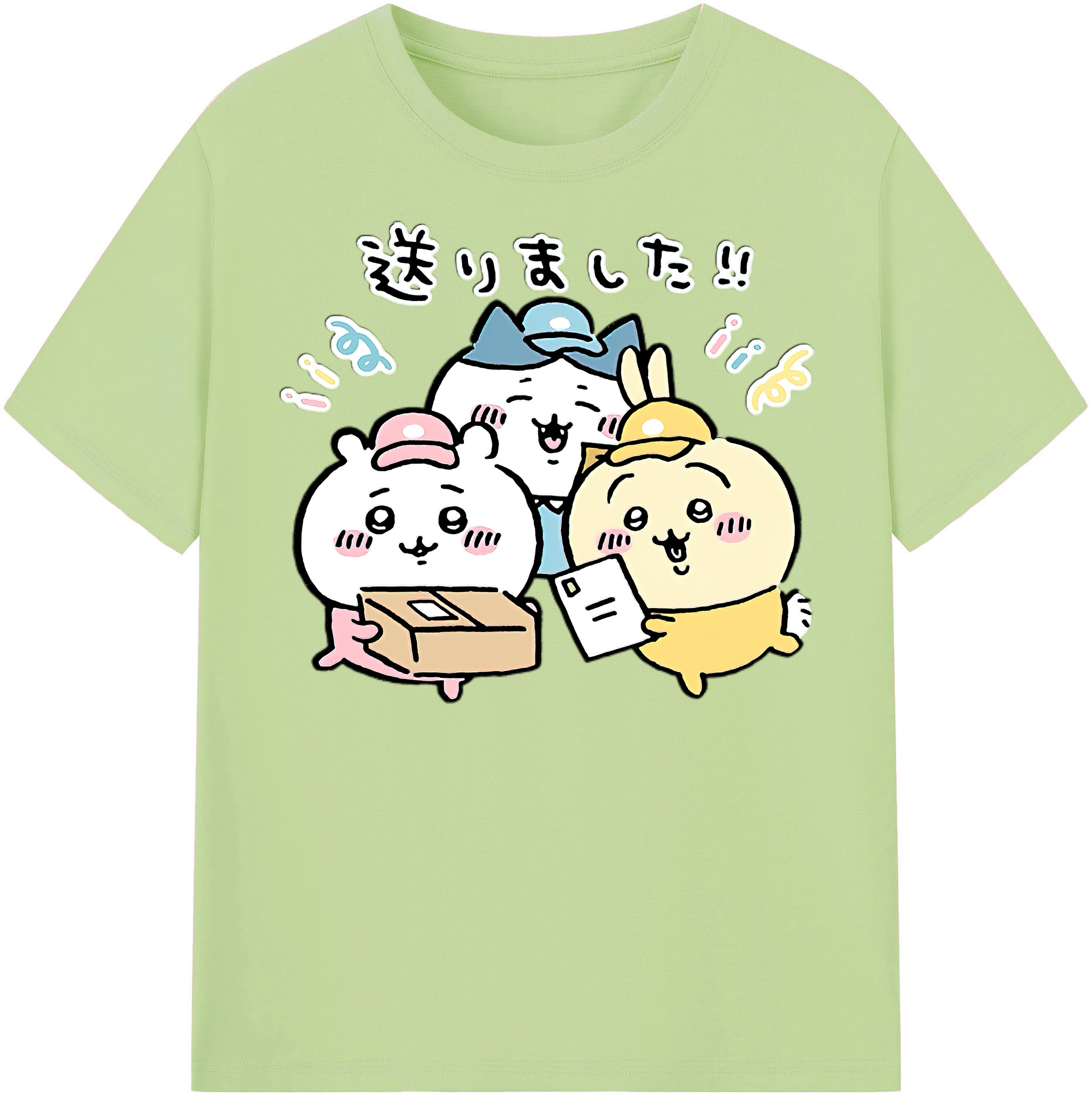 （画像用） ちいかわ ハチワレ Chii-kawa hachiware 綿100％半袖Tシャツ（フロントプリント）
